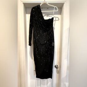 Lulu's Black Sequin Asymmetrical Cocktail Dress - NWT